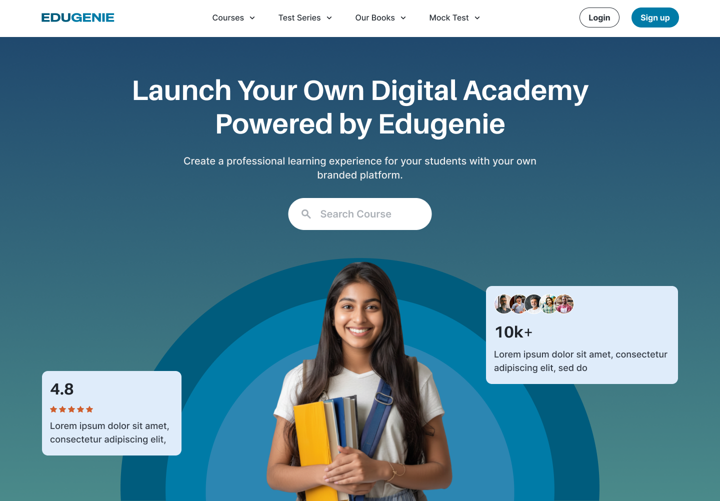 Edugenie student-facing academy dashboard