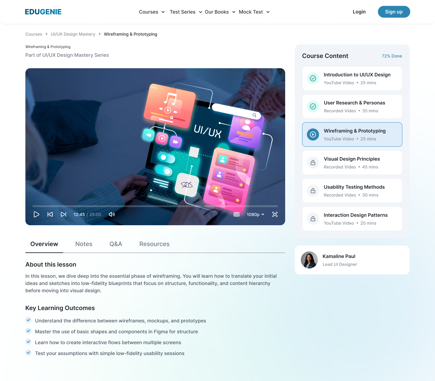 Edugenie course detail page